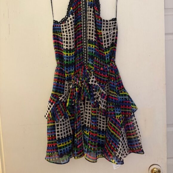 Saloni Geometric Print Silk Dress, Sz 6, NWOT - Picture 5 of 11